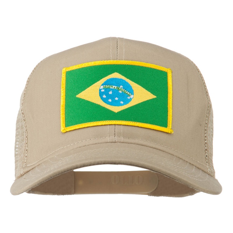 Brazil Flag Patched Mesh Cap Khaki One Size