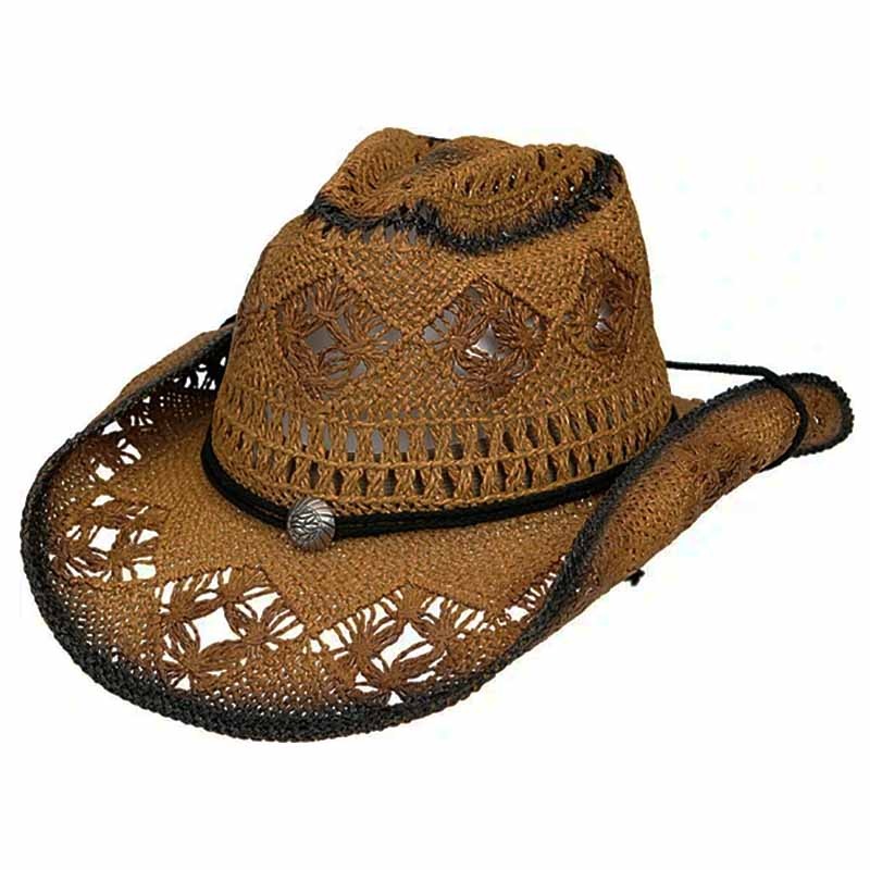 Crocheted Straw Cattleman Hat for Small Heads – Karen Keith Hats Brown Small (55 cm)