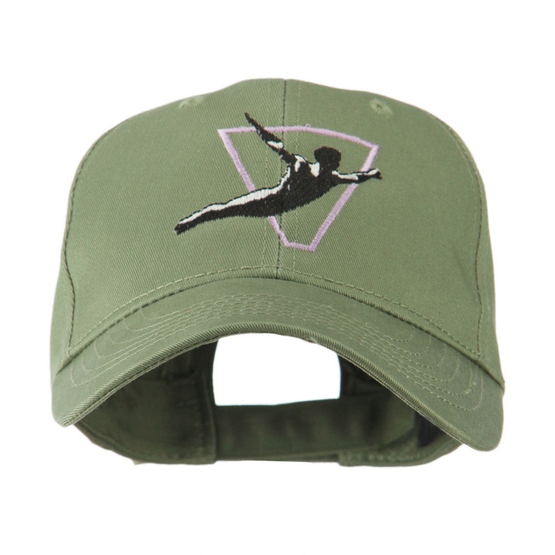 Diving Man Logo Embroidered Cap Olive One Size