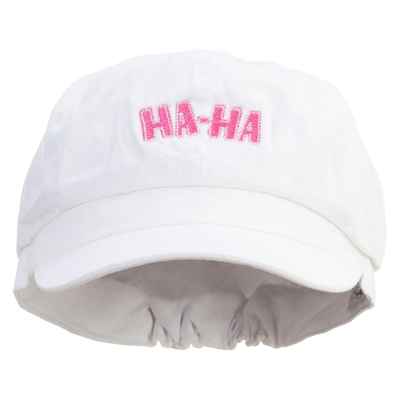 HA-HA Embroidered Cotton Elastic Big Size Newsboy Cap White XL-2XL