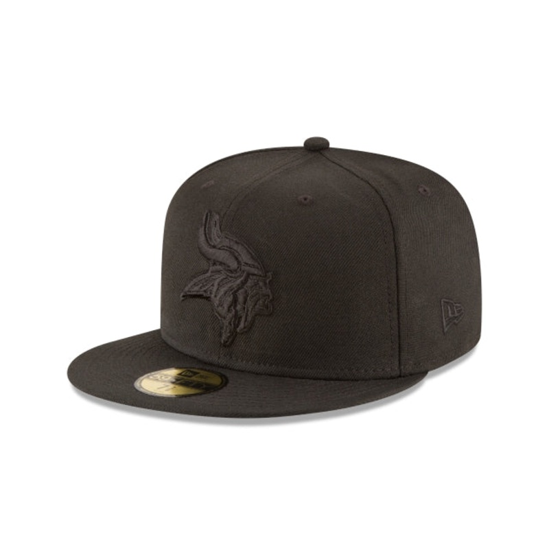 Minnesota Vikings Black On Black 59FIFTY Fitted Hat 6 7/8