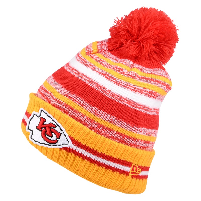New Era Kansas City Chiefs Bobble Hat – NFL Sport Knit OTC – Red-Gold 1-Size