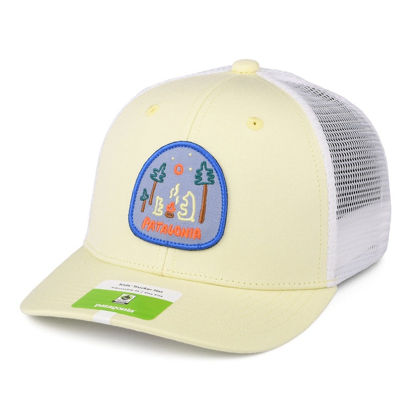 Patagonia Kids Camp With Friends Organic Cotton Trucker Cap – Light Yellow CHILD ADJ.