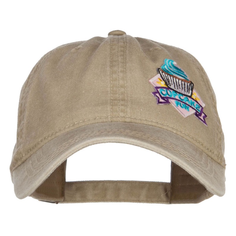 Ribbon Cupcake Patched Washed Cap Khaki One Size