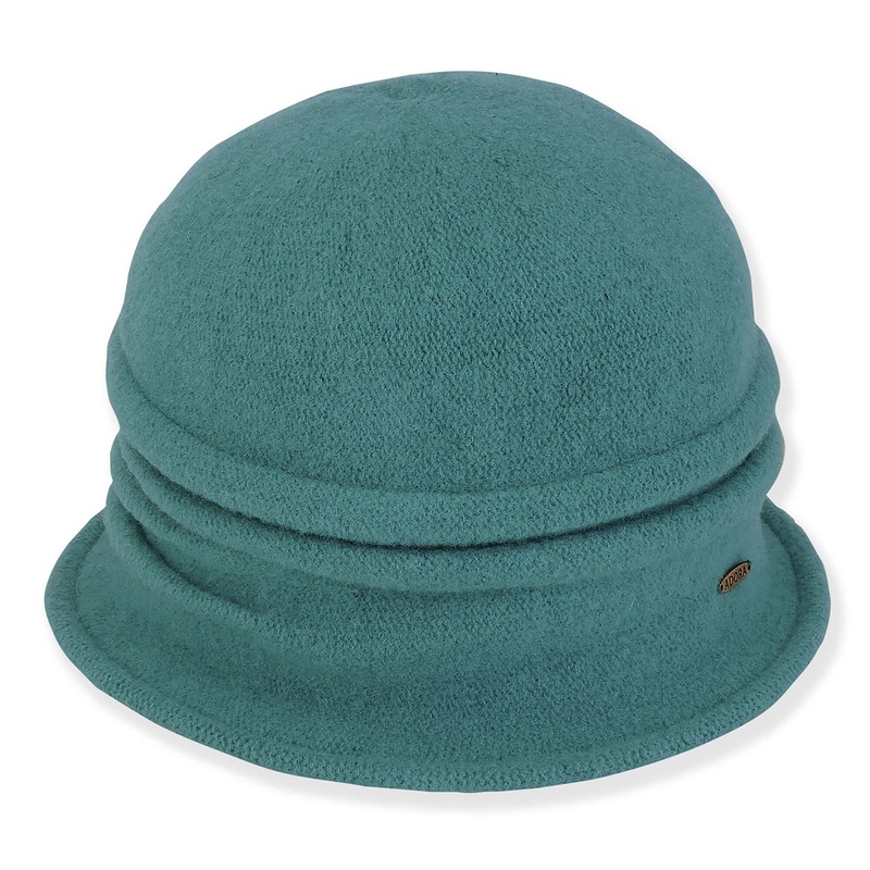 Sienna Pleated Boiled Wool Women’s Beanie Hat – Adora Hats Blue Medium (57 cm)
