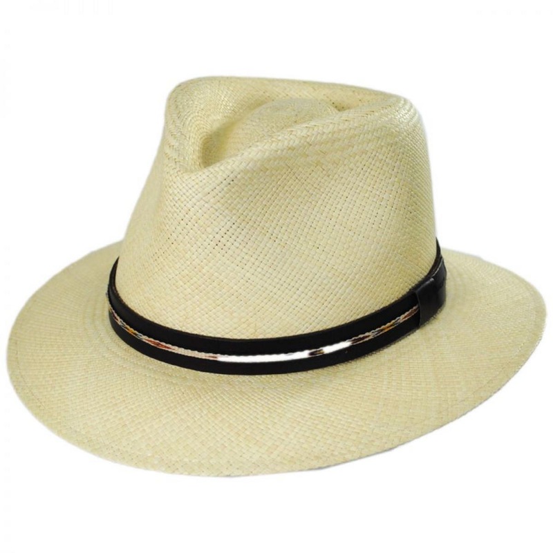 Stansfield Panama Straw Fedora Hat NATURAL S