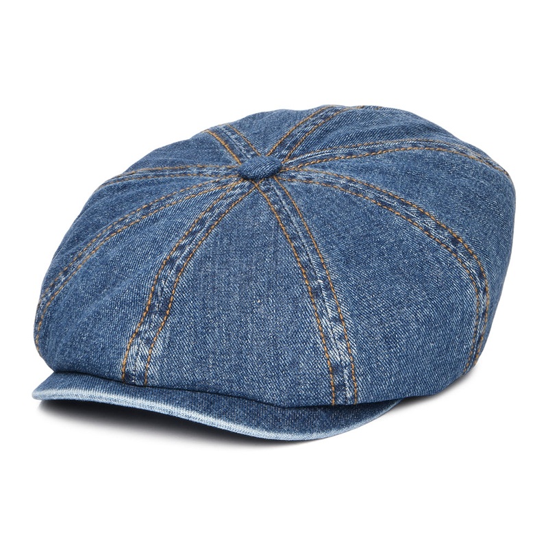Stetson Hats Hatteras Washed Denim Newsboy Cap – Blue 55