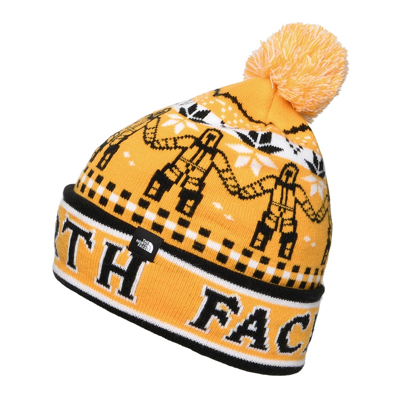 The North Face Hats Kids Ski Tuke Bobble Hat – Yellow-Black Kids Small