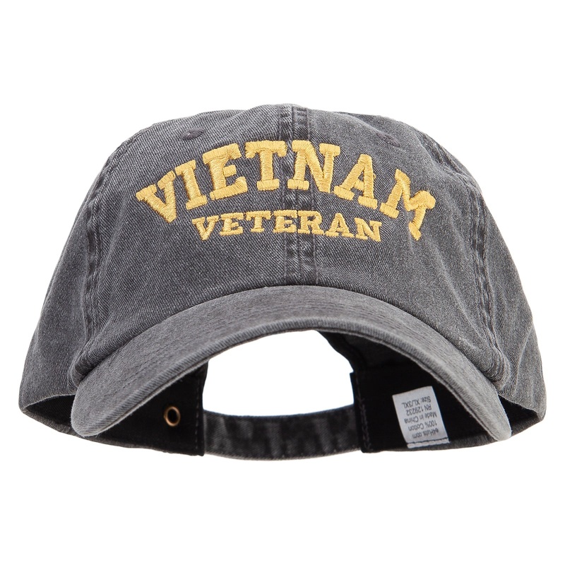 Vietnam Veteran Phrase Embroidered Big Size Washed Pigment Dyed Cap Black XL-3XL