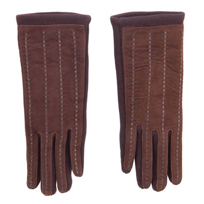 Women’s Jersey Leather Texting Gloves Black One Size