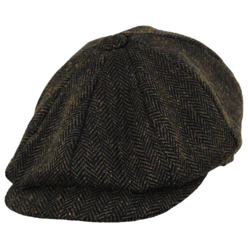 Bird Rock Herringbone Wool Blend Newsboy Cap OLIVE GREEN S