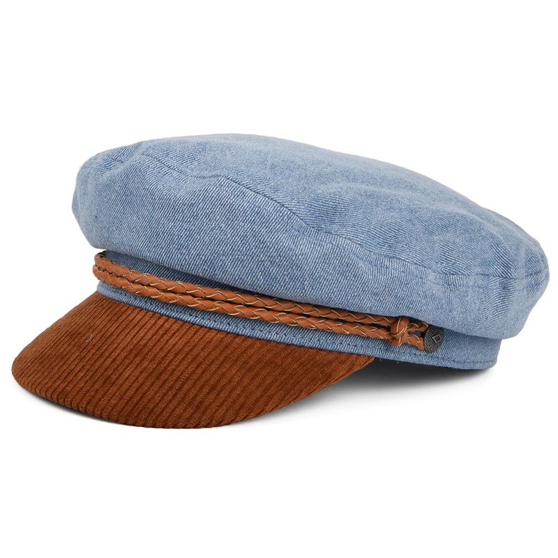 Brixton Hats Ashland Fiddler Cap – Light Blue-Brown Small-56cm