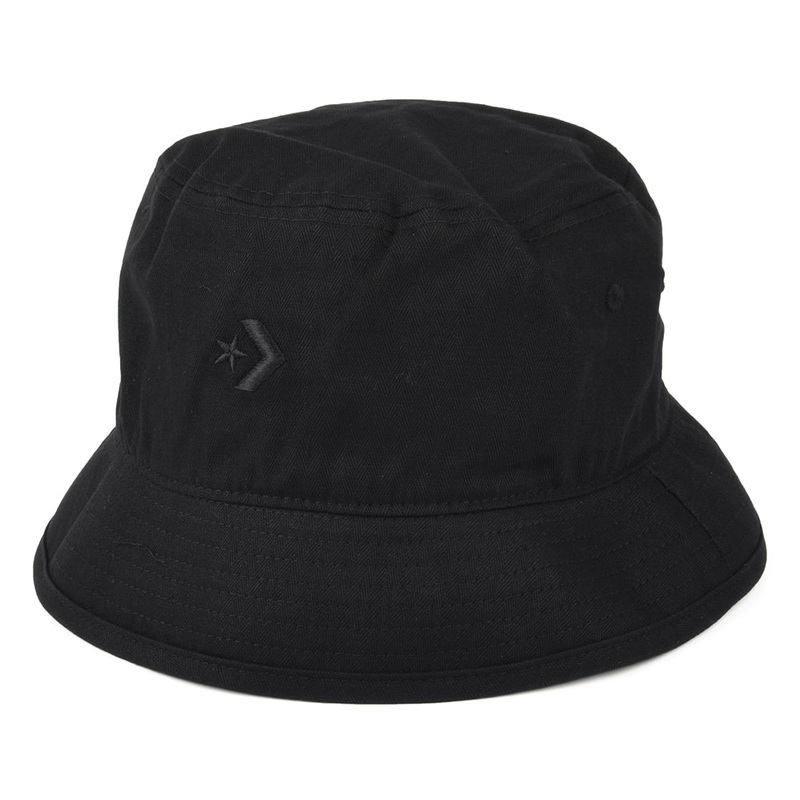 Converse Herringbone Cotton Twill Bucket Hat – Black 1-Size