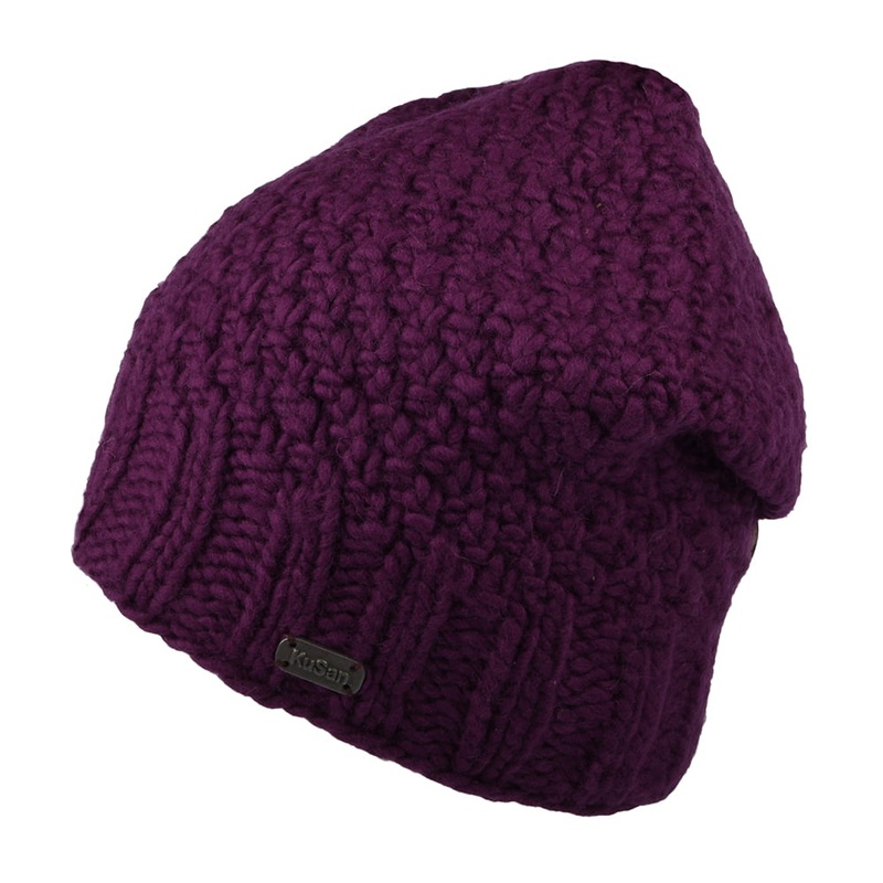 Kusan Button Down Beanie Hat – Purple 1-Size