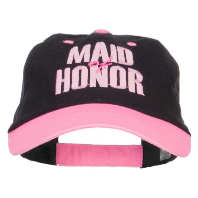 Maid of Honor Embroidered Two Tone Cap Black Neon Pink One Size