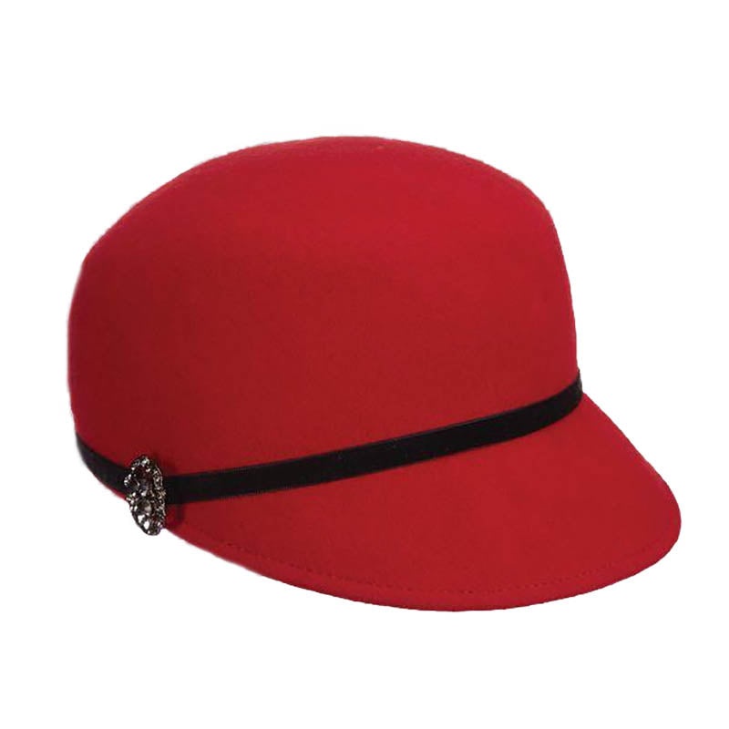Militant Wool Felt Cadet Cap with Brooch – Callanan Millinery Red Medium (57 cm)