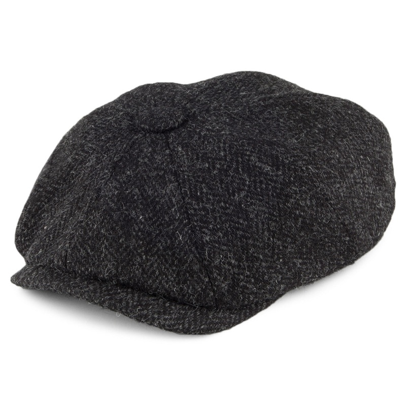 Olney Hats HARRIS TWEED Herringbone 8 Piece Newsboy Cap – Charcoal S