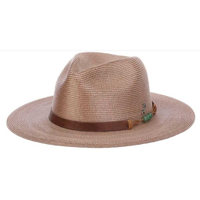 Reflection Wide Fedora with Abraxas Angel Pin – Carlos Santana Hats Tan Large (59 cm)