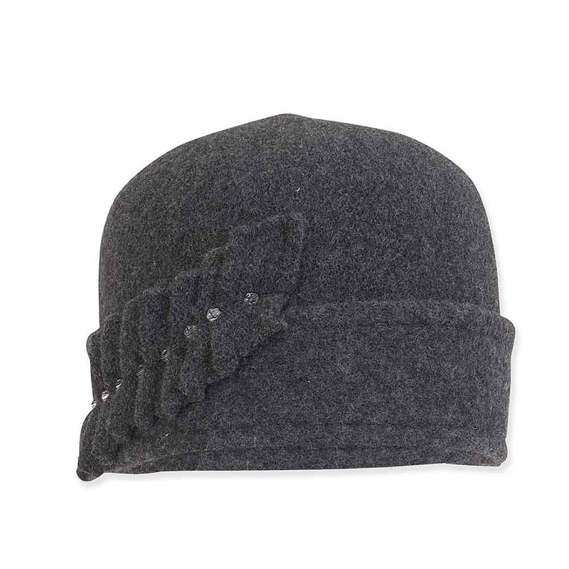 Soft Wool Turban Beanie with Pleated Accent – Adora Hat Grey S/M (55-57 cm)