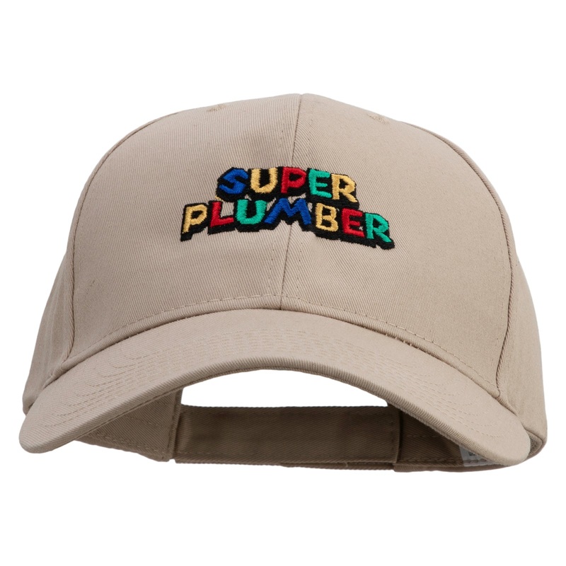 Super Plumber Embroidered New Big Size High Profile Twill Cap Khaki XL-3XL