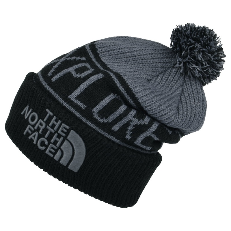 The North Face Hats Retro TNF Pom Bobble Hat – Grey-Black 1-Size