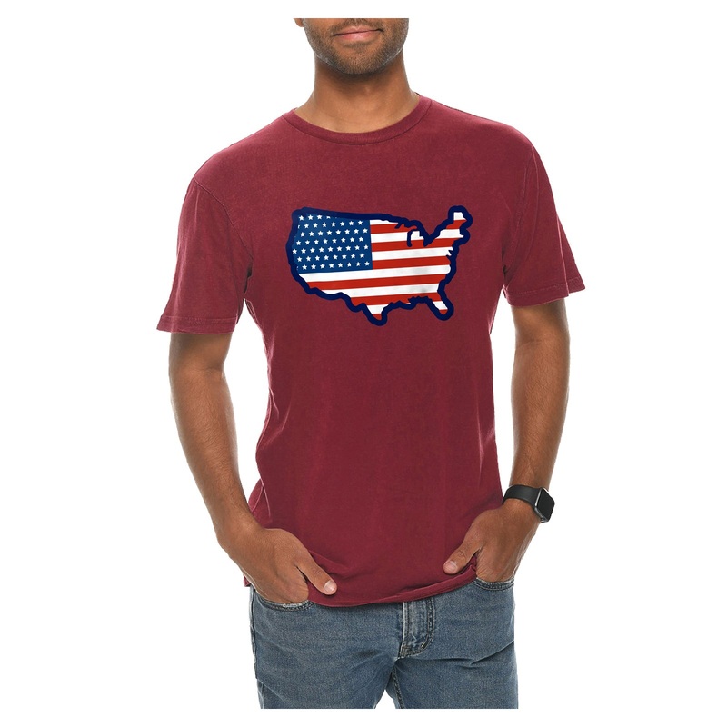 United States Map Flag Graphic Design Vintage Crewneck Tee Vintage Brick XS