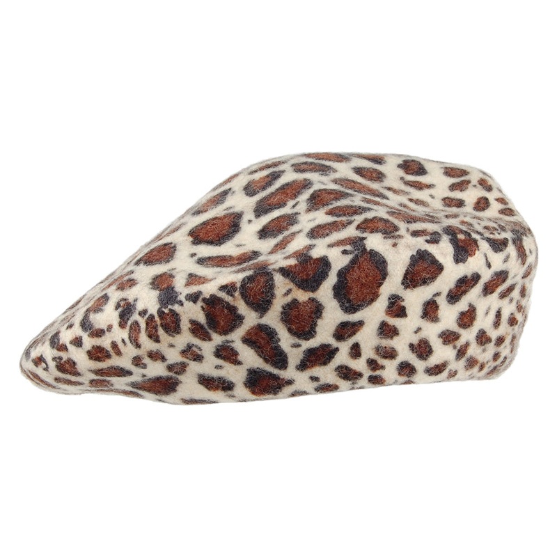Whiteley Hats Jane Beret – Light Leopard 1-Size
