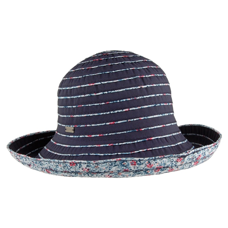 Betmar Hats Reversible Floral Roll Up Sun Hat – Navy Blue 1-Size