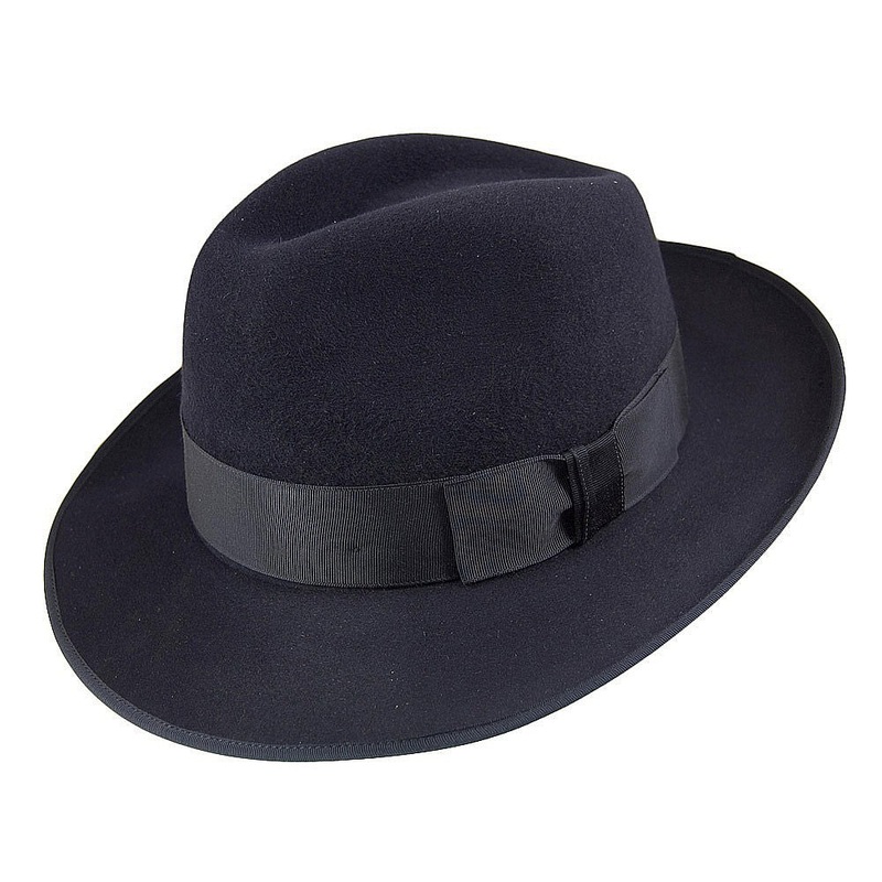 Christys Hats Gangster Fur Felt Fedora Hat – Navy Blue 55