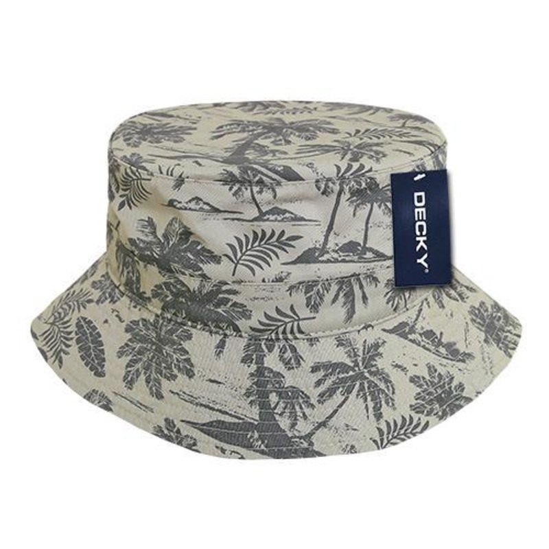 Decky 461 – Relaxed Tropical Bucket Hat Stone S/M