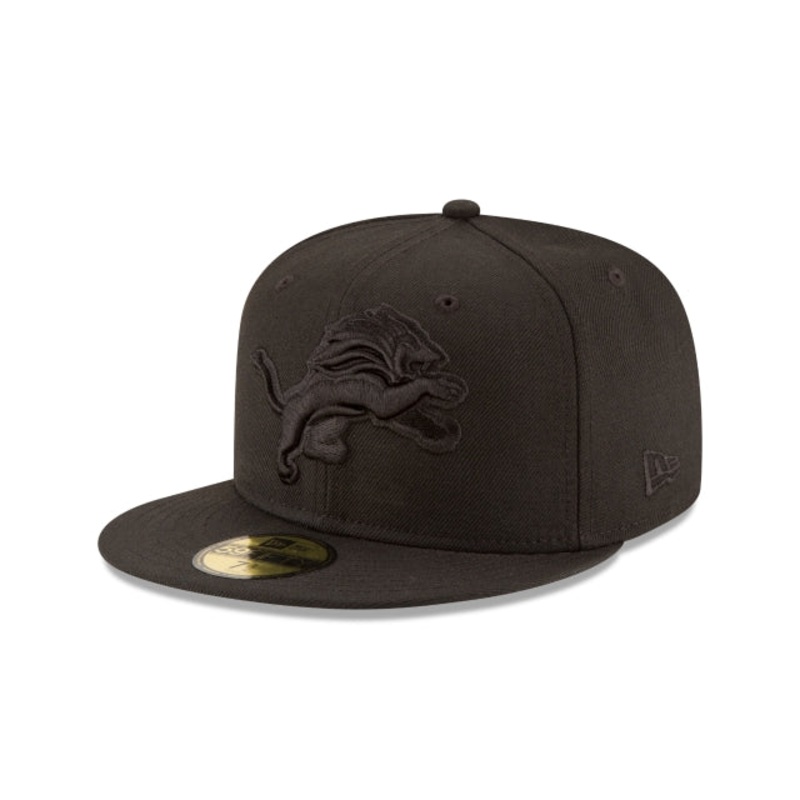 Detroit Lions Black On Black 59FIFTY Fitted Hat 6 7/8
