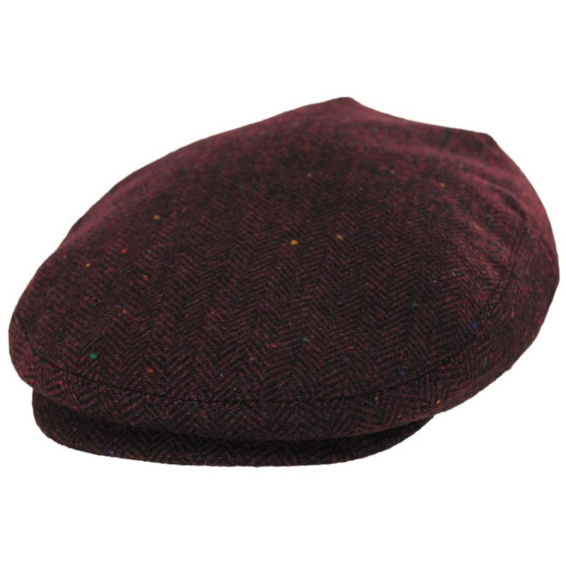 Hillcrest Herringbone Wool Blend Ivy Cap BURGUNDY S