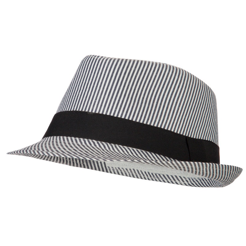 Kid’s Striped Polyester Fedora Hat Black One Size