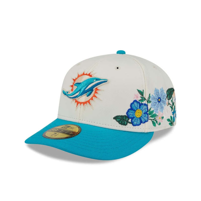 Miami Dolphins Tonal Florals White 59FIFTY Fitted Hat 7