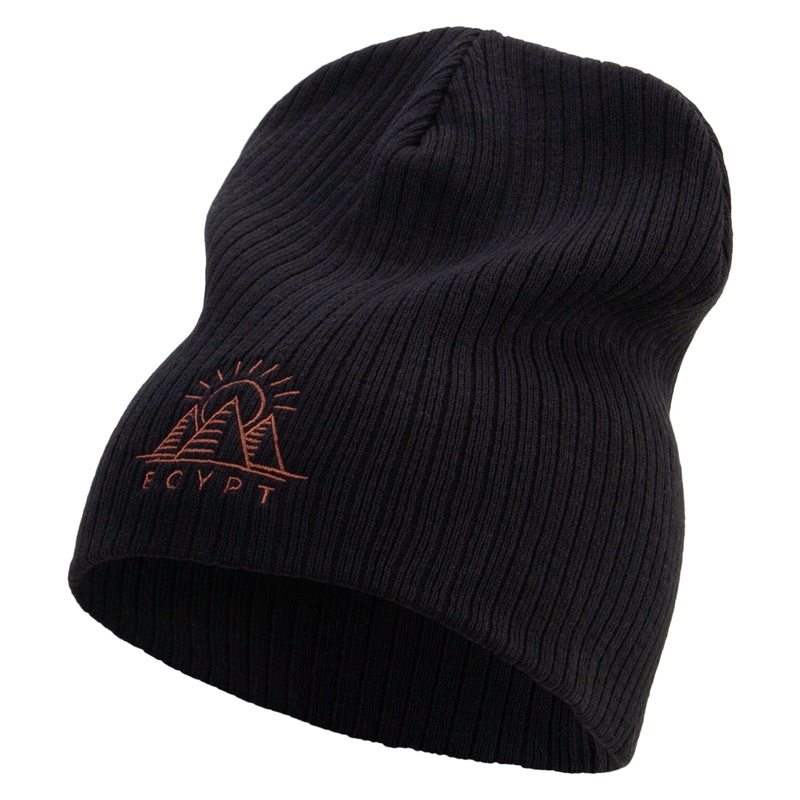 Pyramid logo Embroidered Big Size Cotton Short Beanie Black XL-3XL