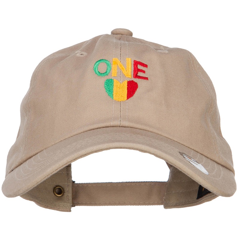Rasta One Love Embroidered Unstructured Cap Khaki One Size