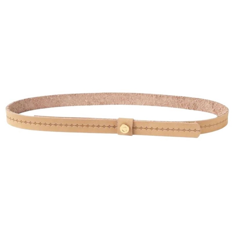 Shield Star Debossed Vegan Leather Hat Band SAND/BLACK ADJUSTABLE