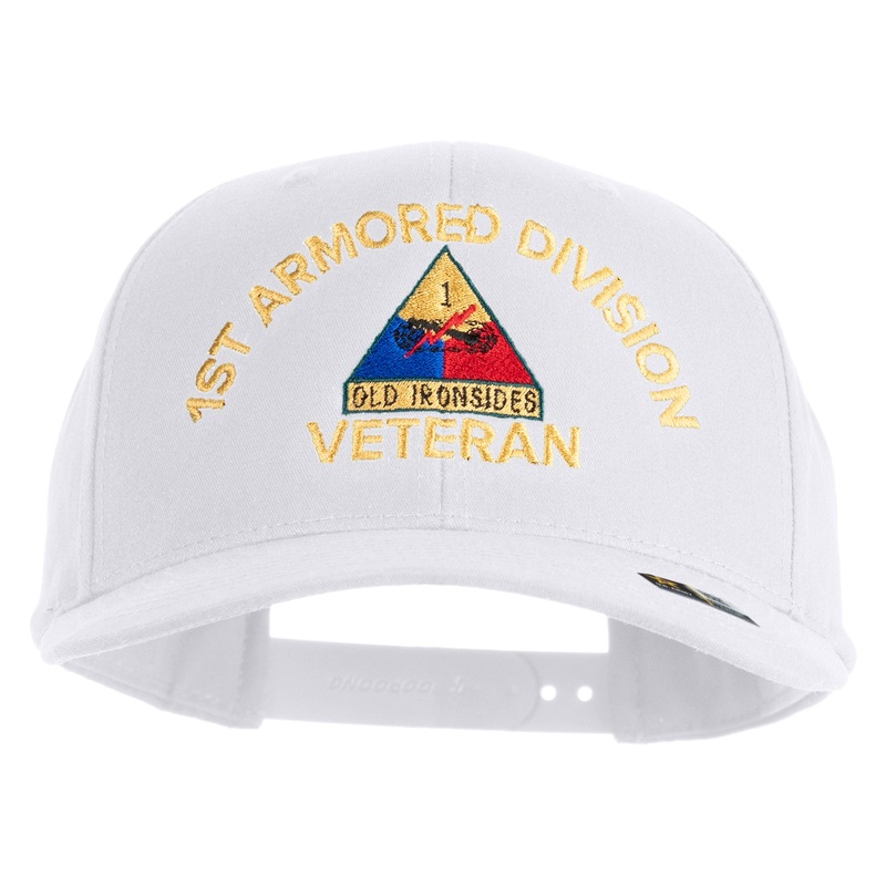 U.S. Army 1st Armored Division Embroidered Retro Cotton Blend Snapback Cap White One Size