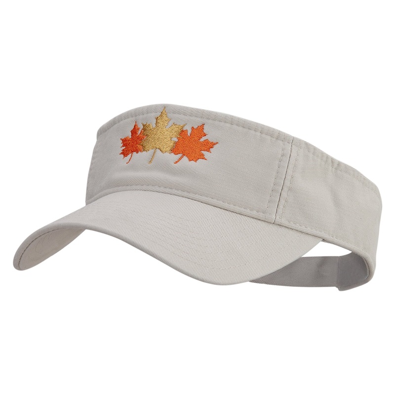 Autumn Leaves Embroidered Pro Style Cotton Twill Washed Visor Stone One Size