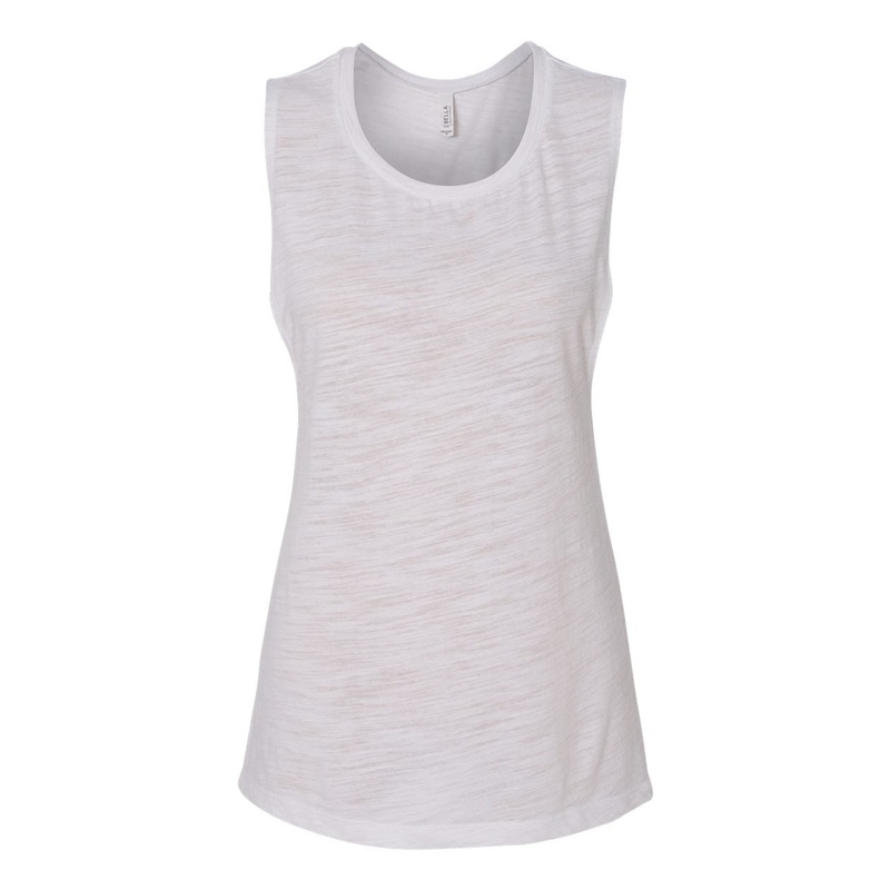 Bella + Canvas 8803 Women’s Flowy Scoop Muscle Tank – White Slub White Slub S