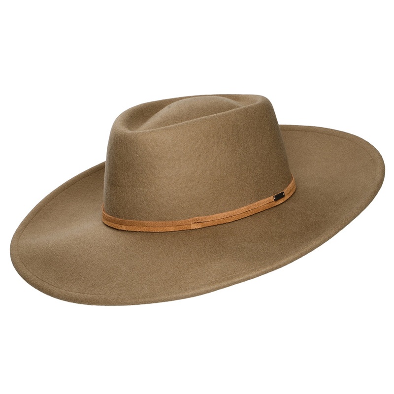Brixton Hats Brenton Convertabrim Wool Felt Rancher Fedora Hat – Light Brown Small-56cm