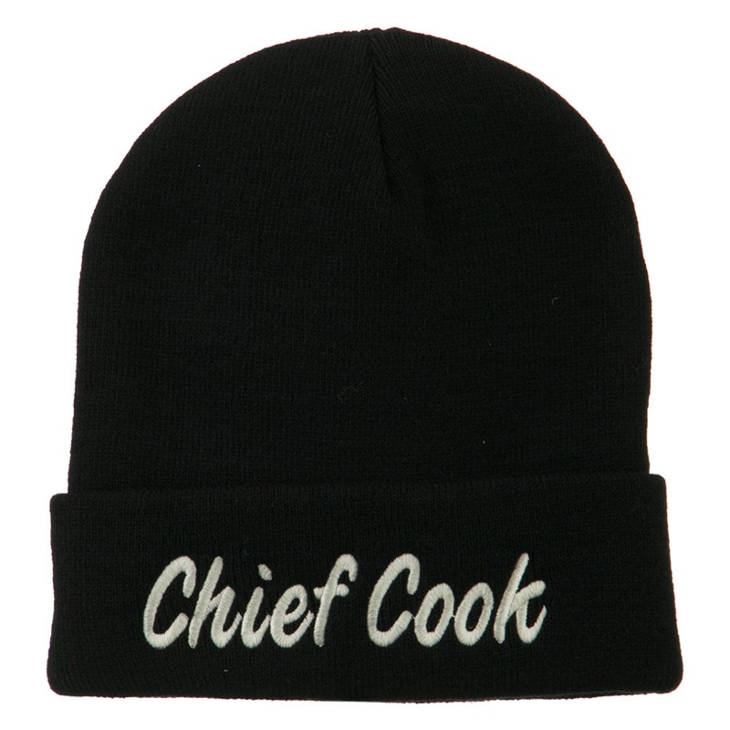 Chief Cook Embroidered Long Beanie Black One Size