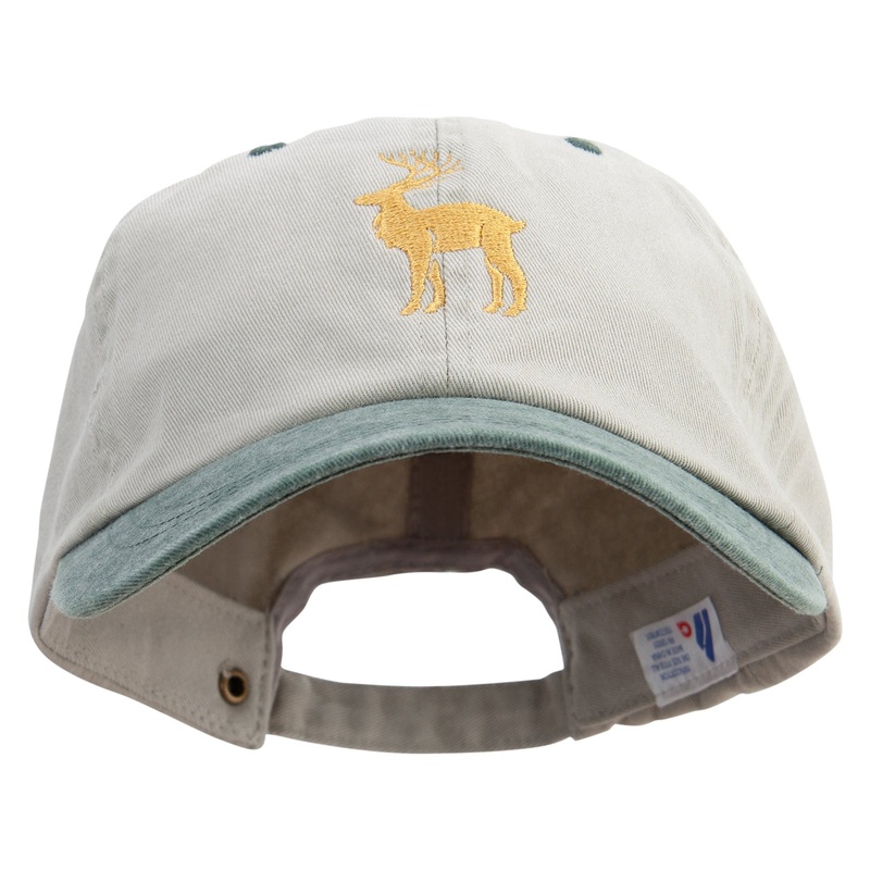 Chirstmas Golden Deer Embroidered Pigment Dyed Wash Cap Beige Green One Size