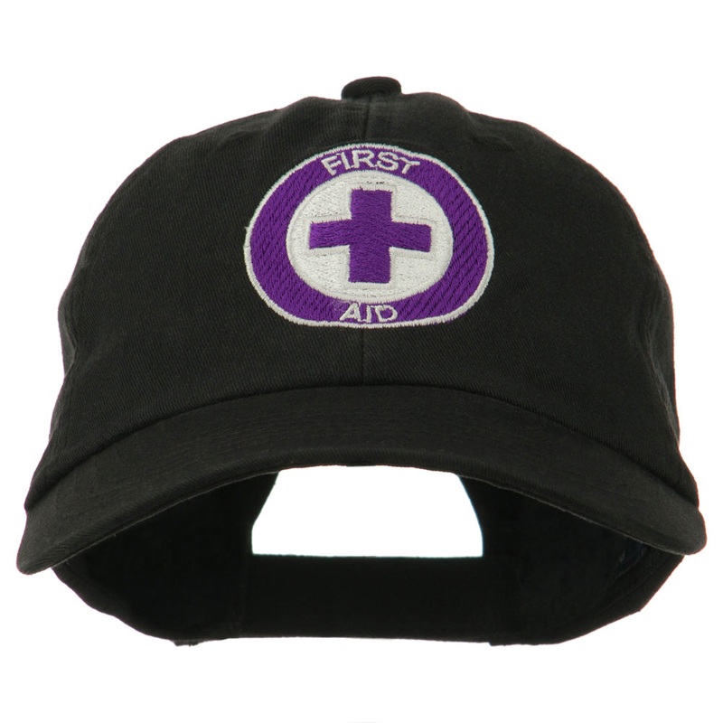 First Aid Logo Embroidered Pigment Dyed Cotton Cap Black One Size