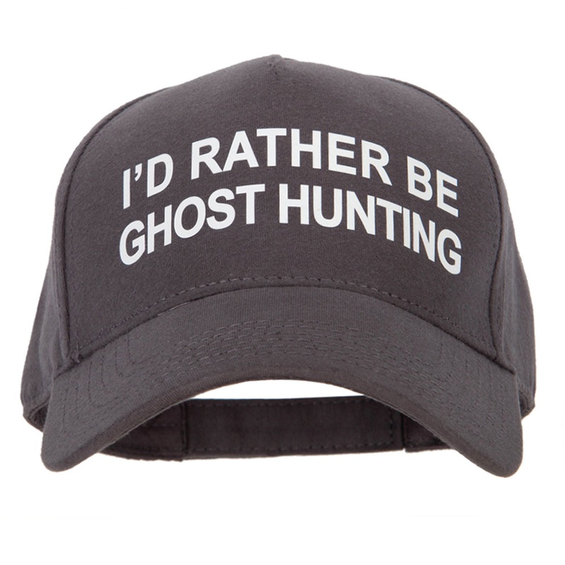I’d Rather Be Ghost Hunting Heat Transfer 5 Panel Cotton Jersey Knit Cap Charcoal One Size