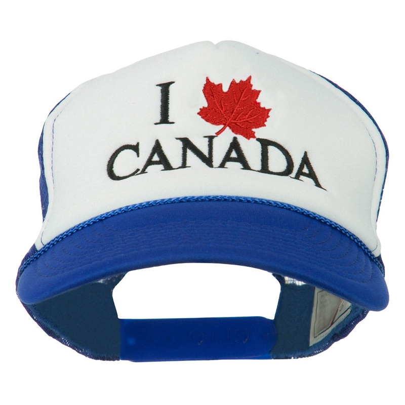 I love Canada Maple Embroidered Foam Cap Royal White One Size