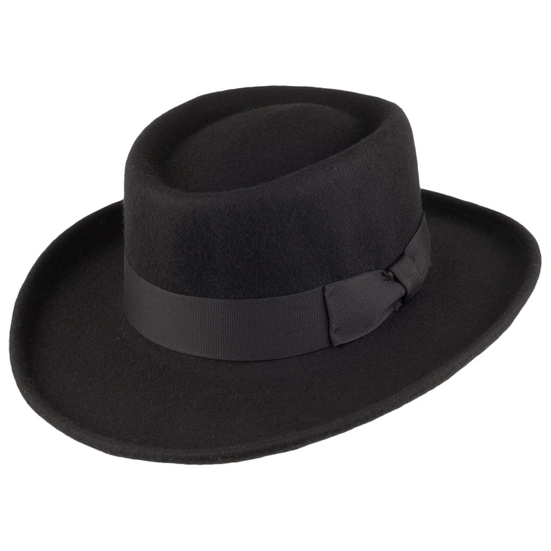 Jaxon & James Crushable Wool Felt Gambler Hat – Black S