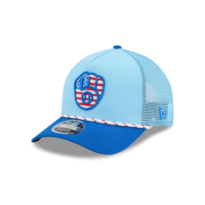 Milwaukee Brewers Independence Day 2025 9FORTY M-Crown A-Frame Trucker Hat One Size