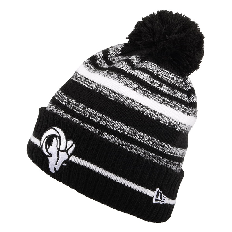 New Era Los Angeles Rams Bobble Hat – NFL Sport Knit – Black-White 1-Size