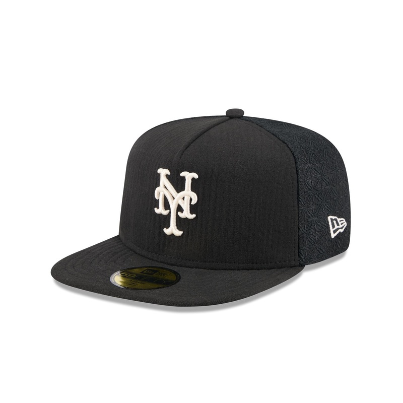 New York Mets Black Mesh 59FIFTY A-Frame Fitted Hat 7